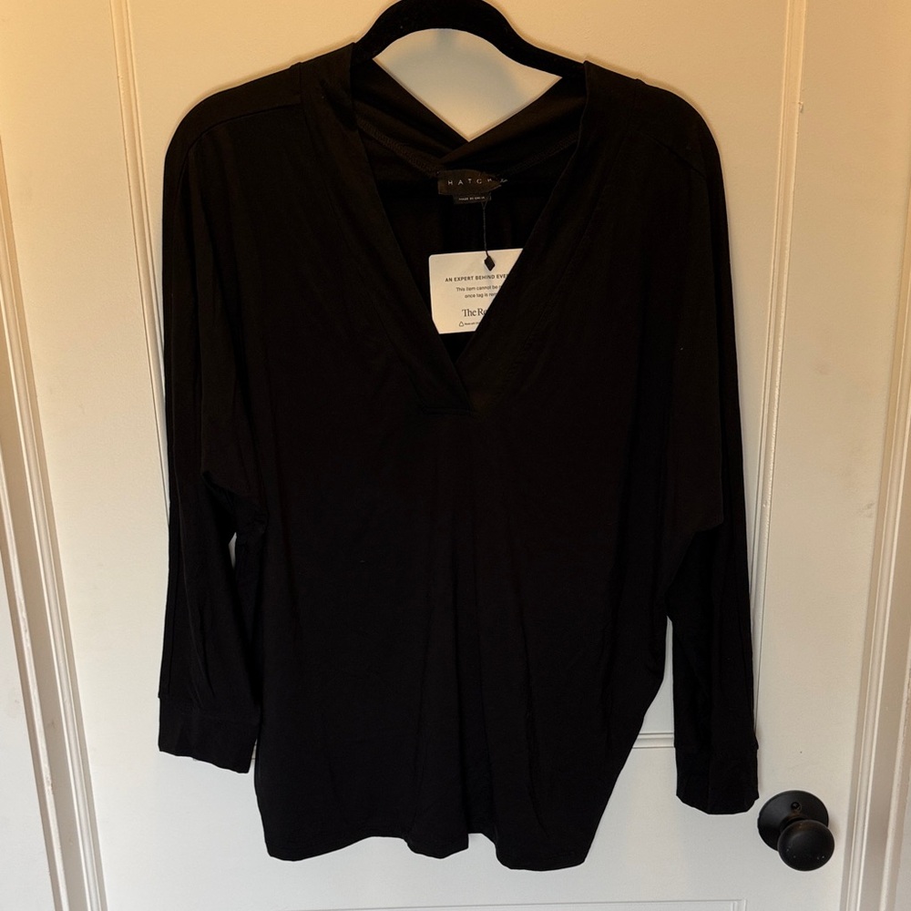 Hatch Maternity Black V-Neck Long Sleeve Top XS EUC